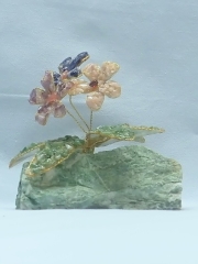 Drei Blumen (± 10 cm) mit Lapislazuli, Rosenquarz und Amethyst